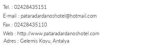 Dardanos Hotel telefon numaralar, faks, e-mail, posta adresi ve iletiim bilgileri